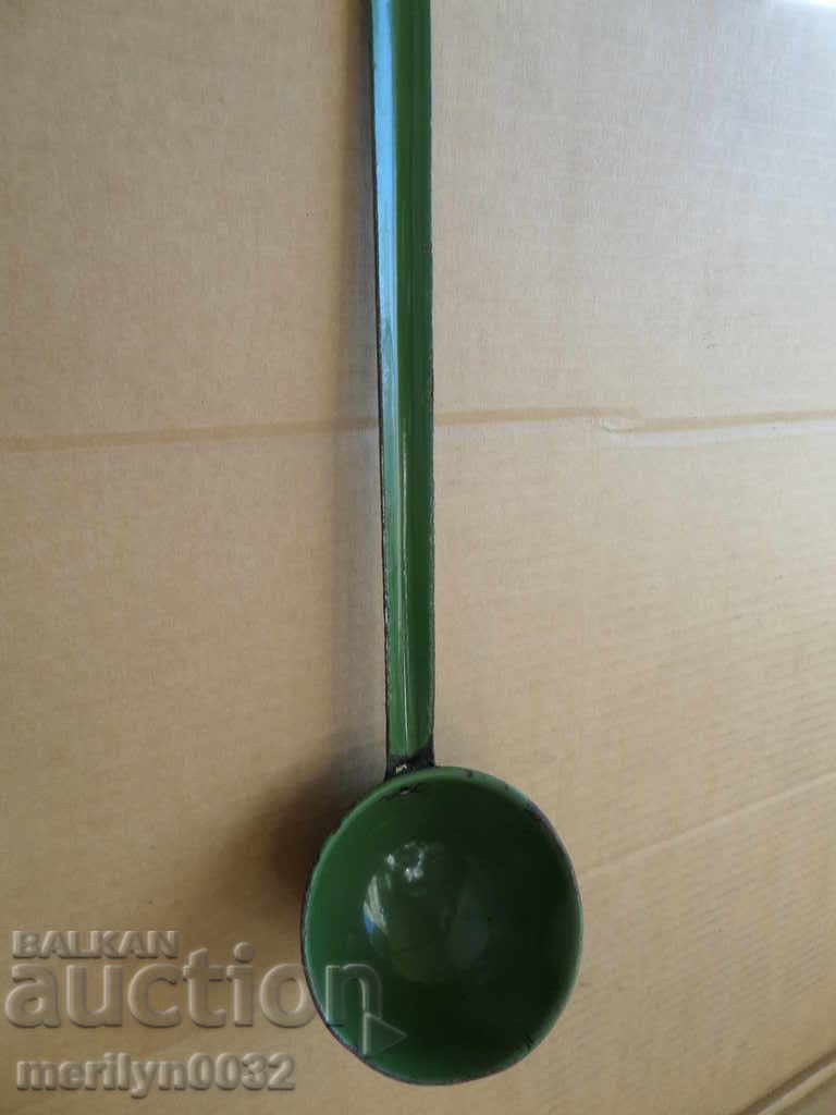 Auction  Old spoon with enamel, lamb early wound, PRB