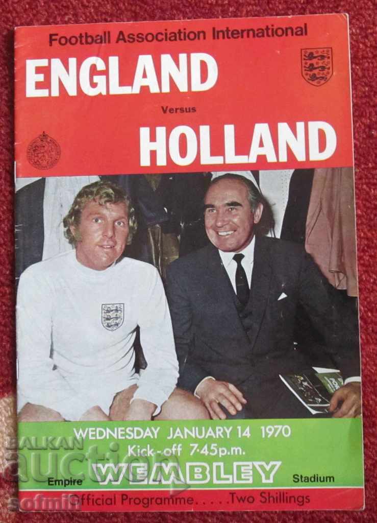 футболна програма Англия Холандия 1970