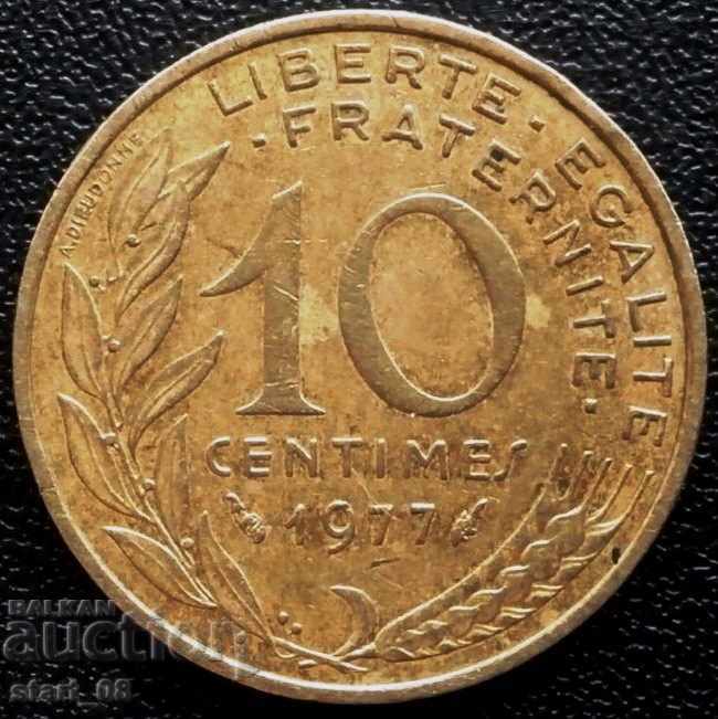 Франция - 10 сантима 1977 г.