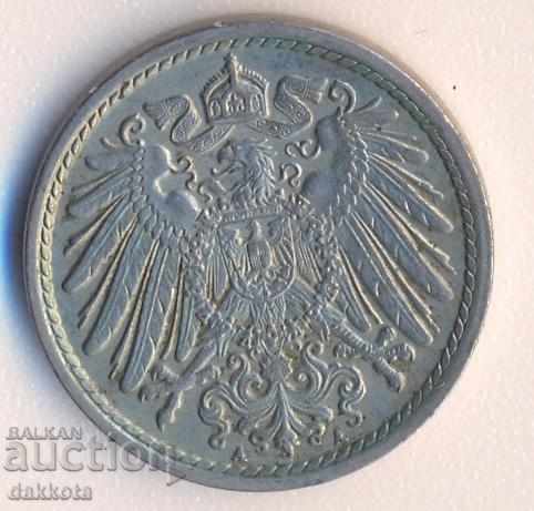 Германия 5 пфенига 1908a с цена € 2.20 | 4.30 лв.
