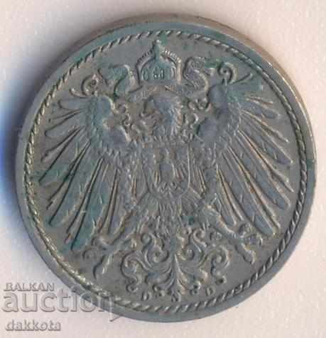 Germany 5 pfennig 1909d with price 2.35 BGN | € 1.20