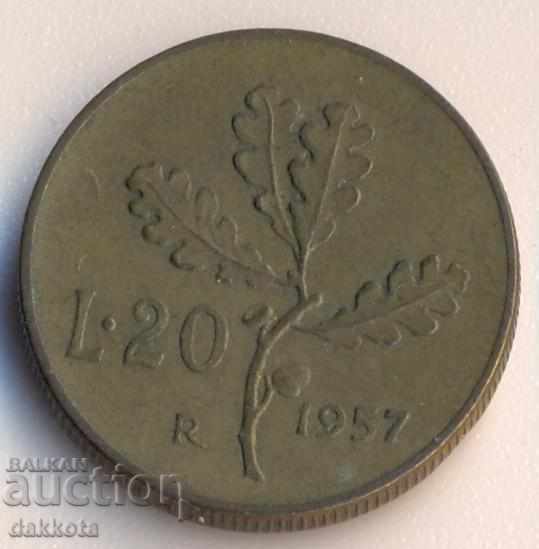Italia 20 liras în 1957
