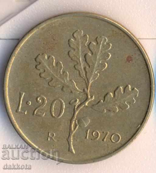 Италия 20 лири 1970 година