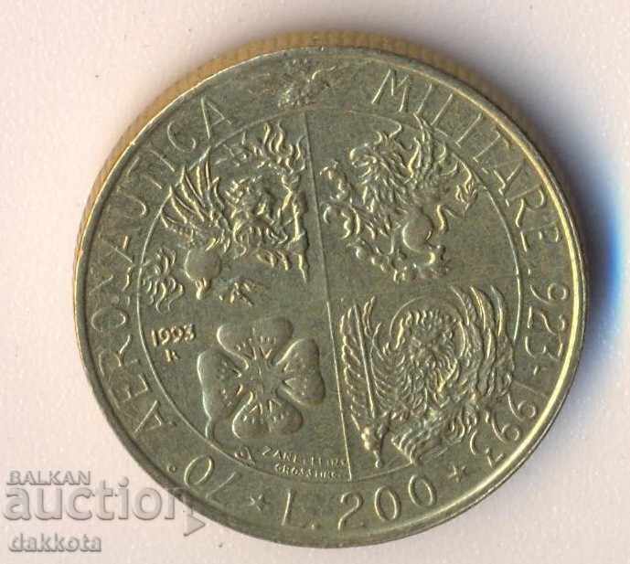 Италия 200 лири 1993 година