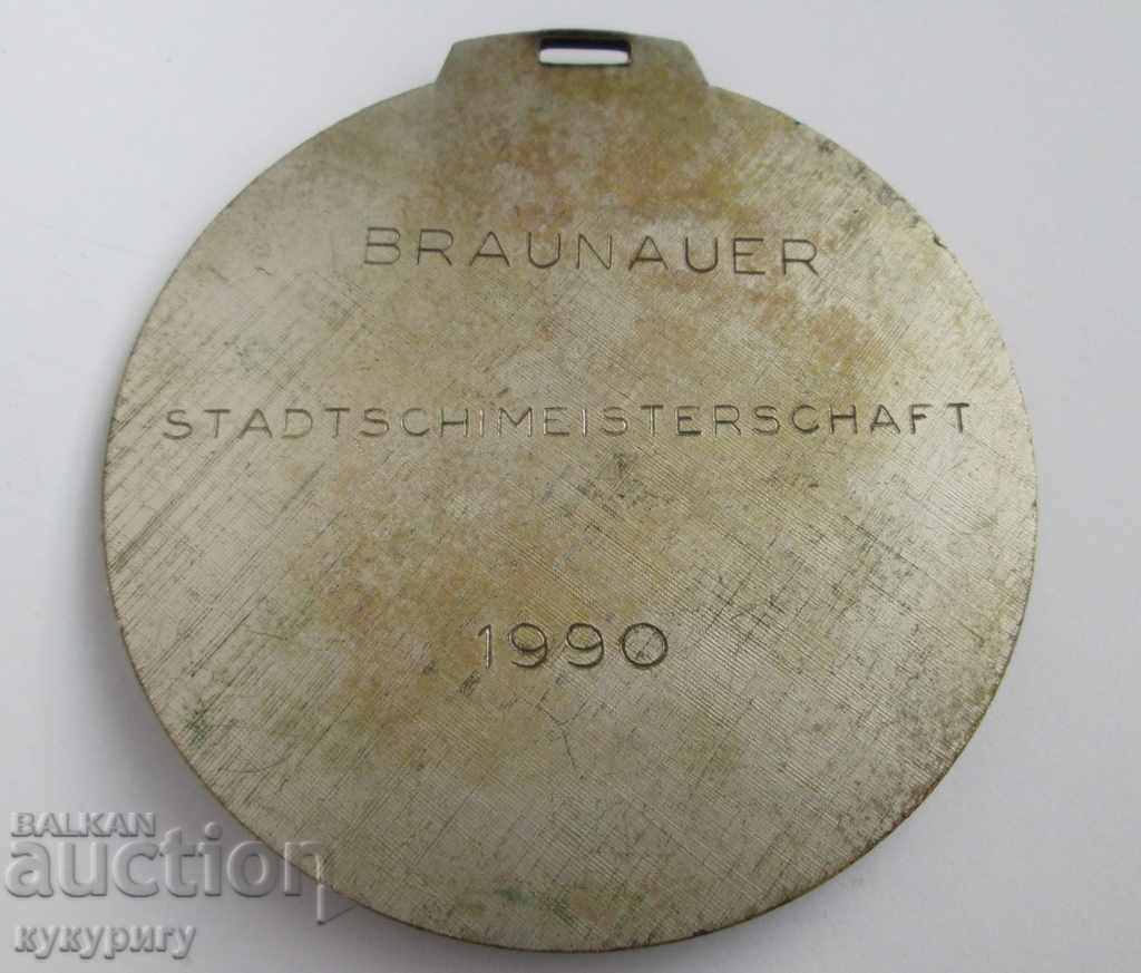 Delivery of ski slalom Alpine ski medal Austria 1990 Delivery of ski slalom Alpine ski medal Austria 1990