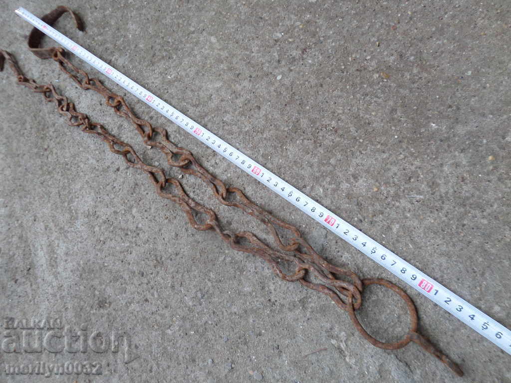 Old forged chain for hearth, wrought iron, chain with hook with price 43.00 BGN | € 21.99