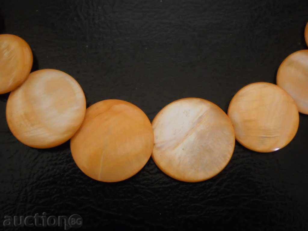 Auction  Necklace with natural mother of pearl in orange