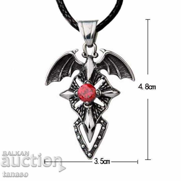 Auction Punk Jewel Batman Cross, Crystal, Pendant Necklace, Medallion Auction Punk Jewel Batman Cross, Crystal, Pendant Necklace, Medallion