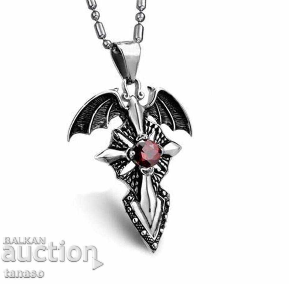 Punk Jewel Batman Cross, Crystal, Pendant Necklace, Medallion - 5 Punk Jewel Batman Cross, Crystal, Pendant Necklace, Medallion - 5