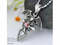 Πανκ κόσμημα σταυρός Μπάτμαν, κρύσταλλο, κολιέ με μενταγιόν