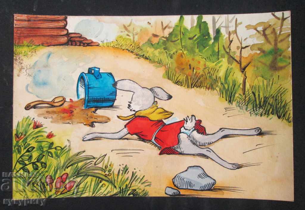 Watercolor drawing illustration by children's fairy-tale unsigned N3