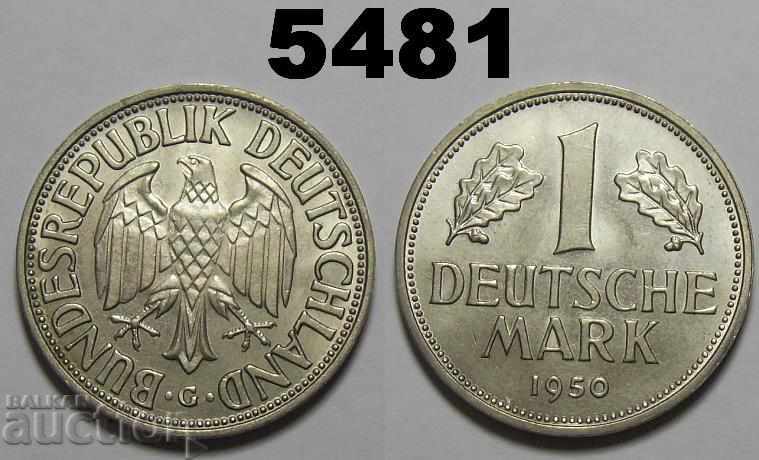 Германия 1 марка 1950 G ФРГ UNC отлична монета