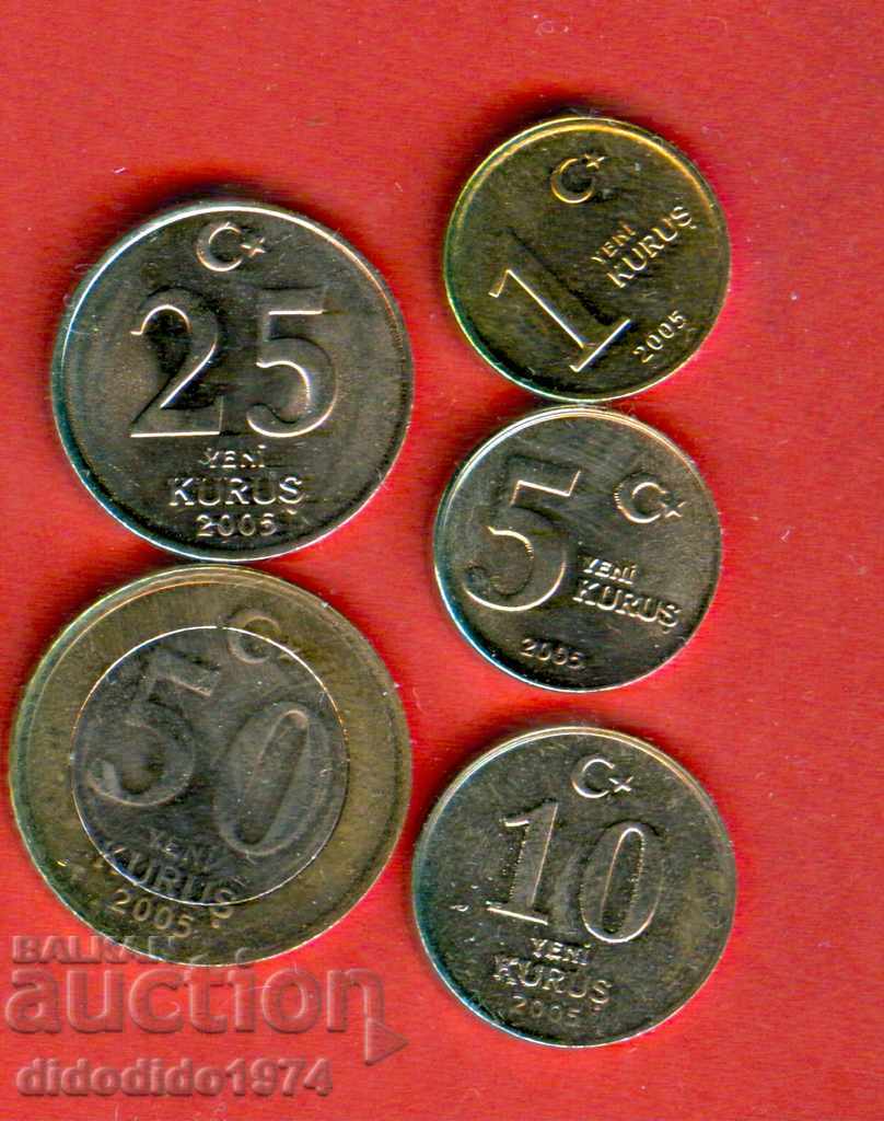 TURKEY TURKEY 1 5 10 25 50 Куруш issue issue 2005 NEW UNC TURKEY TURKEY 1 5 10 25 50 Куруш issue issue 2005 NEW UNC
