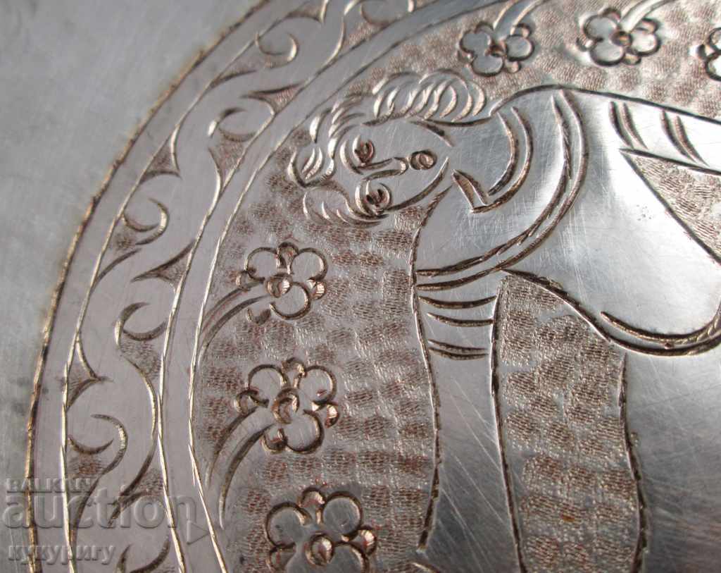 Auction Old richly decorated hand forged tinned copper plate Auction Old richly decorated hand forged tinned copper plate