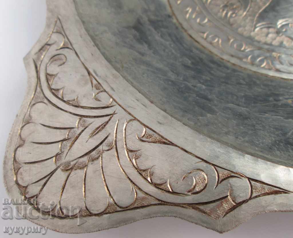 Old richly decorated hand forged tinned copper plate - 5 Old richly decorated hand forged tinned copper plate - 5