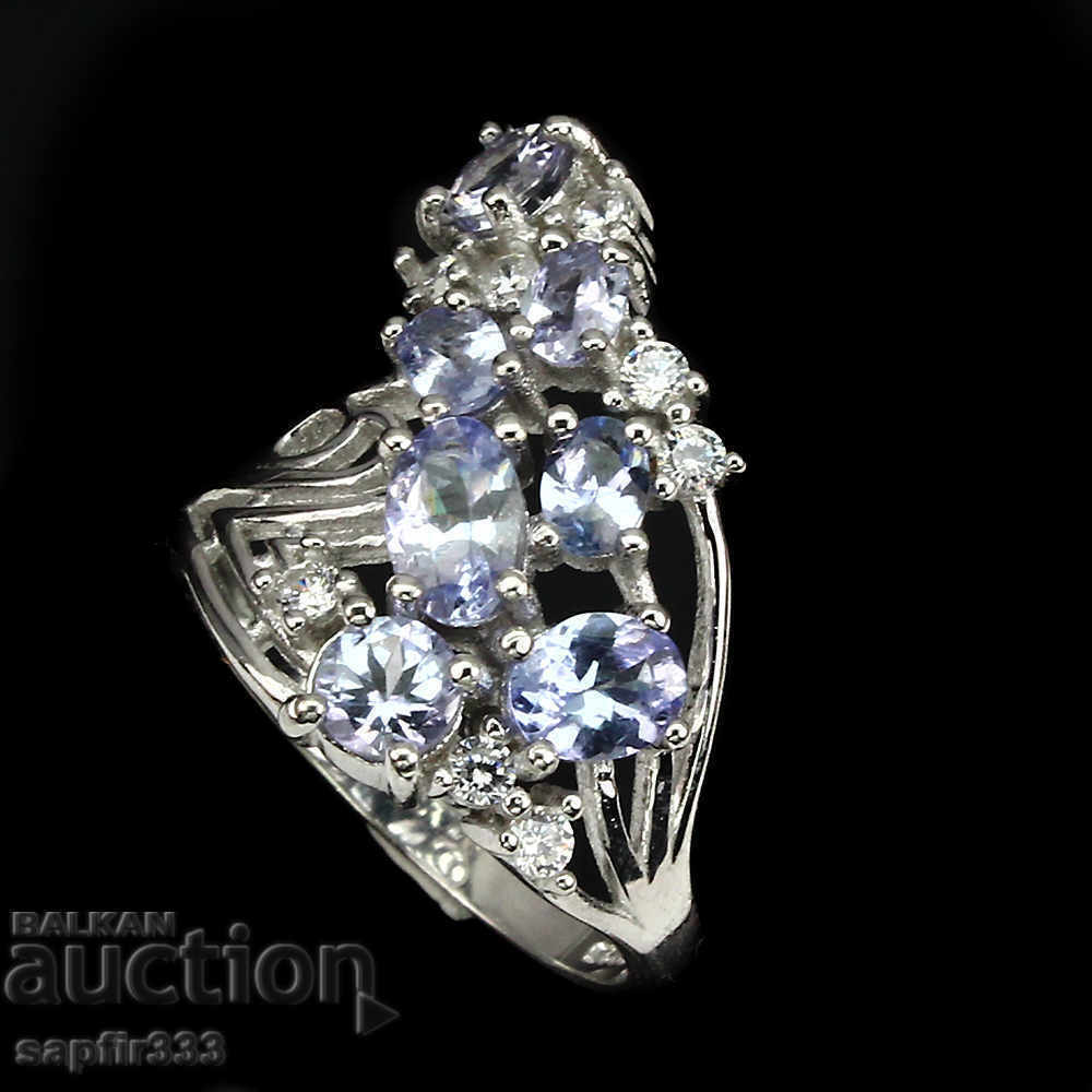 SILVER RING WITH NATURAL TANZANITES AND ZIRCONIA with price 332.00 BGN | € 169.75 SILVER RING WITH NATURAL TANZANITES AND ZIRCONIA with price 332.00 BGN | € 169.75