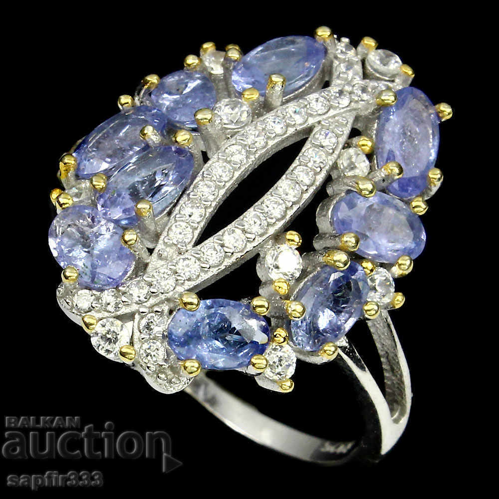 UNIQUE RING WITH NATURAL TANZANITIS AND CYCLONS with price 360.00 BGN | € 184.07 UNIQUE RING WITH NATURAL TANZANITIS AND CYCLONS with price 360.00 BGN | € 184.07