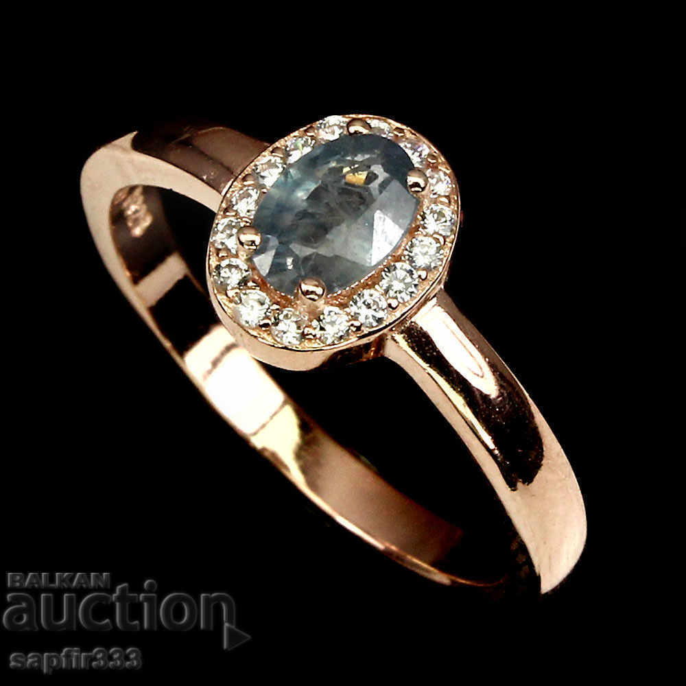 SINGLE SILVER RING WITH NATURAL BLUE Sapphire and Cyrcons with price 387.00 BGN | € 197.87