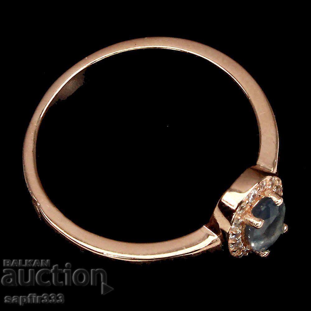 Auction  SINGLE SILVER RING WITH NATURAL BLUE Sapphire and Cyrcons