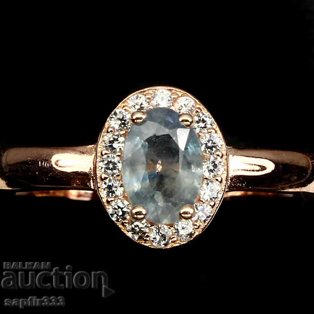 ΘΕΙΑ ασημένιο δαχτυλίδι με φυσικό μπλε ζαφείρι και διαμάντι