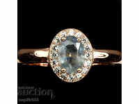 ΘΕΙΑ ασημένιο δαχτυλίδι με φυσικό μπλε ζαφείρι και διαμάντι