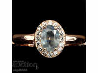 ΘΕΙΑ ασημένιο δαχτυλίδι με φυσικό μπλε ζαφείρι και διαμάντι