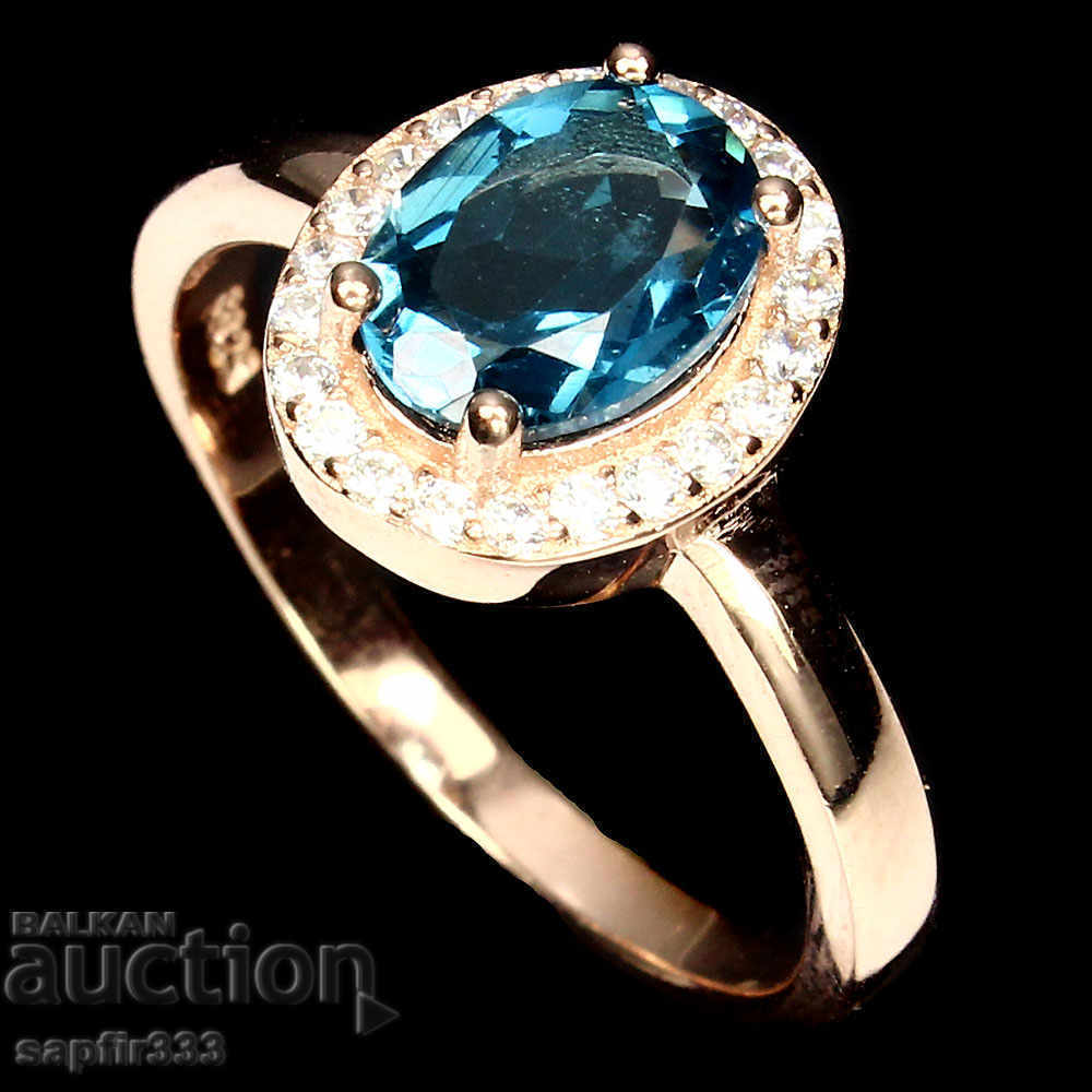 USED SILVER RING WITH NATURAL BLUE TOPAZ AND CYCLONS with price 187.00 BGN | € 95.61 USED SILVER RING WITH NATURAL BLUE TOPAZ AND CYCLONS with price 187.00 BGN | € 95.61