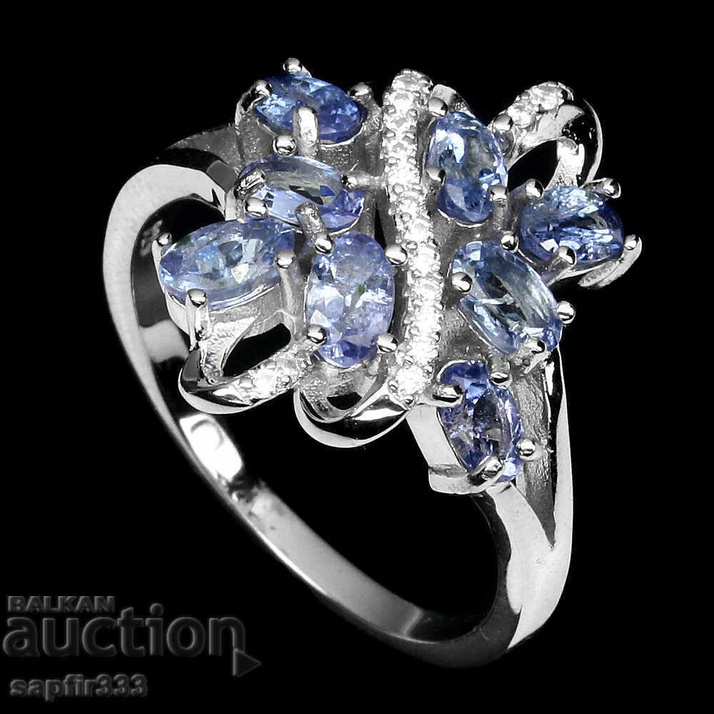 ELEGANT RING WITH NATURAL TANZANITES AND ZIRCONIA with price 423.00 BGN | € 216.28
