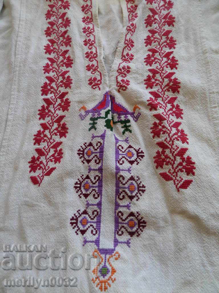 Cămașă veche autentică cu broderie, ie, costum popular, broderie, suman - 7