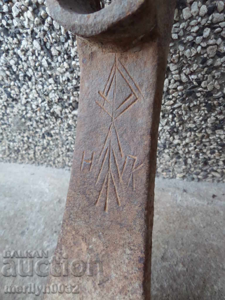 Old forged turntable, wrought iron, picking, tool, top - 6 Old forged turntable, wrought iron, picking, tool, top - 6