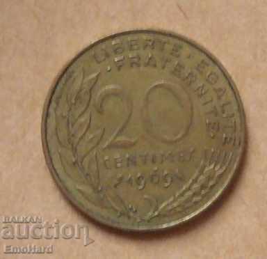 Франция 20 сантима 1969