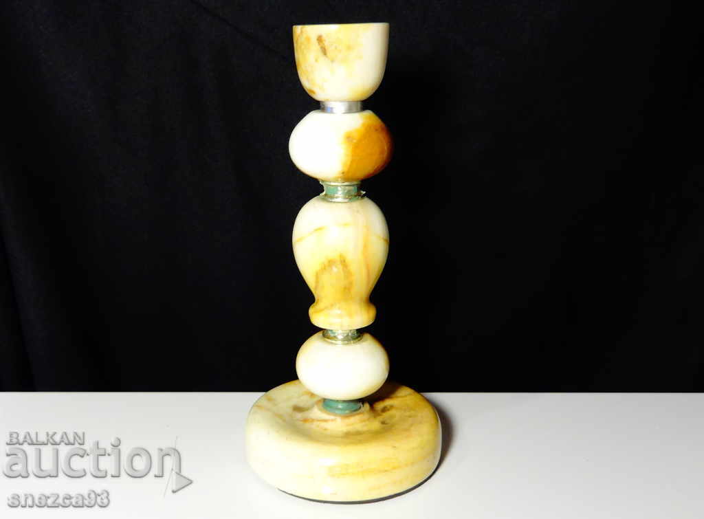 Auction Antique onyx and bronze candlestick 730 gr Auction Antique onyx and bronze candlestick 730 gr