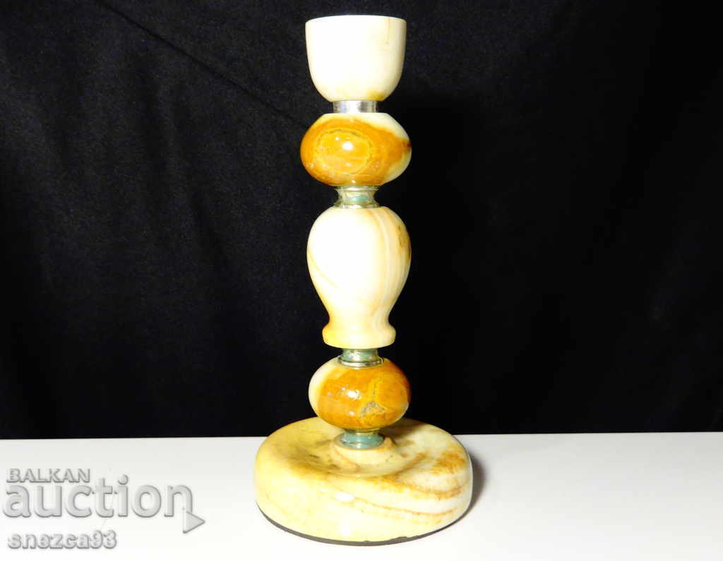 Antique onyx and bronze candlestick 730 gr - 6 Antique onyx and bronze candlestick 730 gr - 6