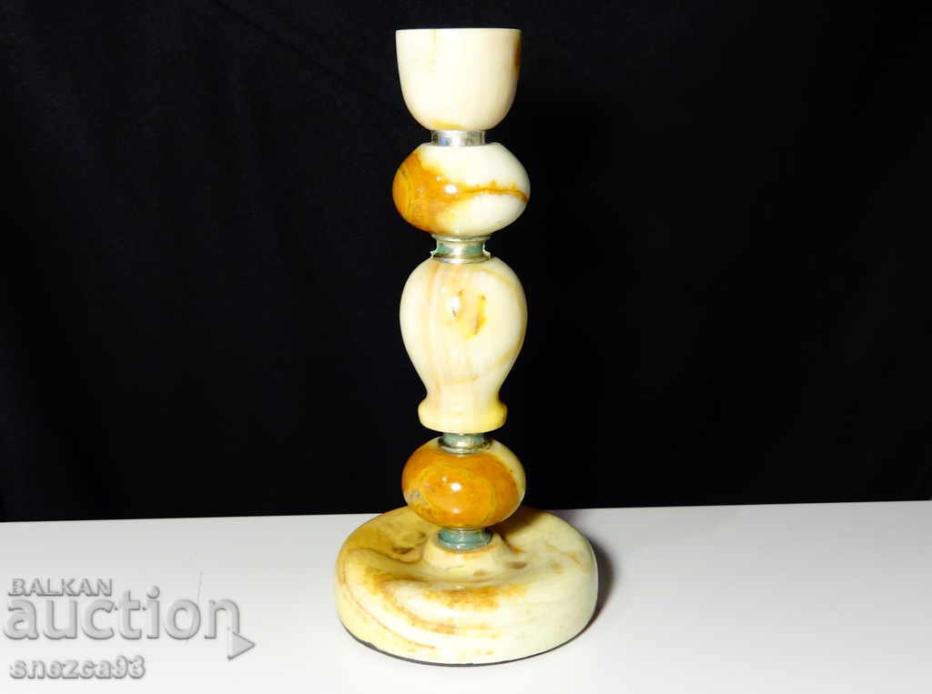 Antique onyx and bronze candlestick 730 gr Antique onyx and bronze candlestick 730 gr