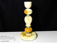 Sfeșnic vechi din onix și bronz 730 gr