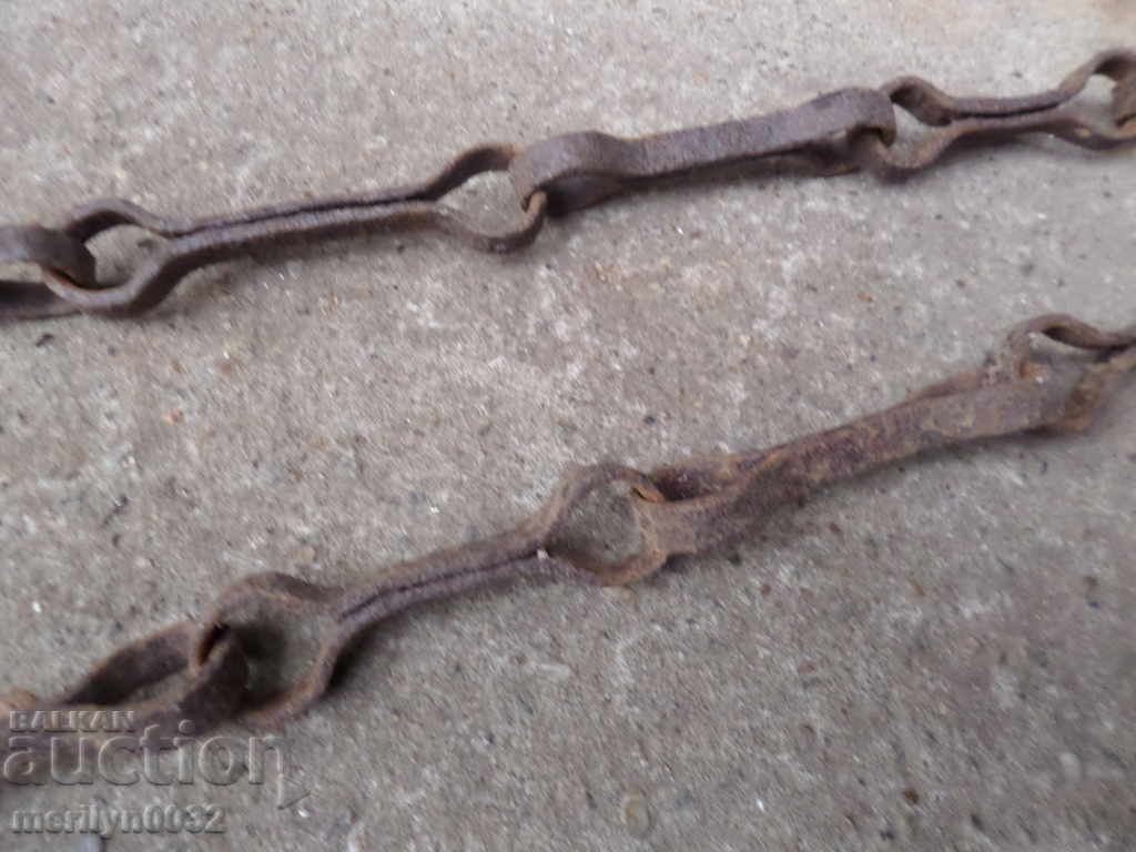 Auction Old forged chain with hook, hearth for hearth Auction Old forged chain with hook, hearth for hearth
