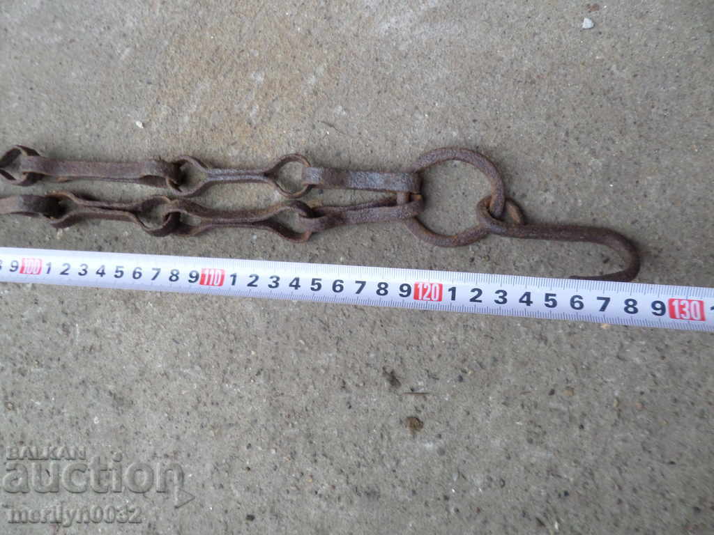 Old forged chain with hook, hearth for hearth - 5 Old forged chain with hook, hearth for hearth - 5