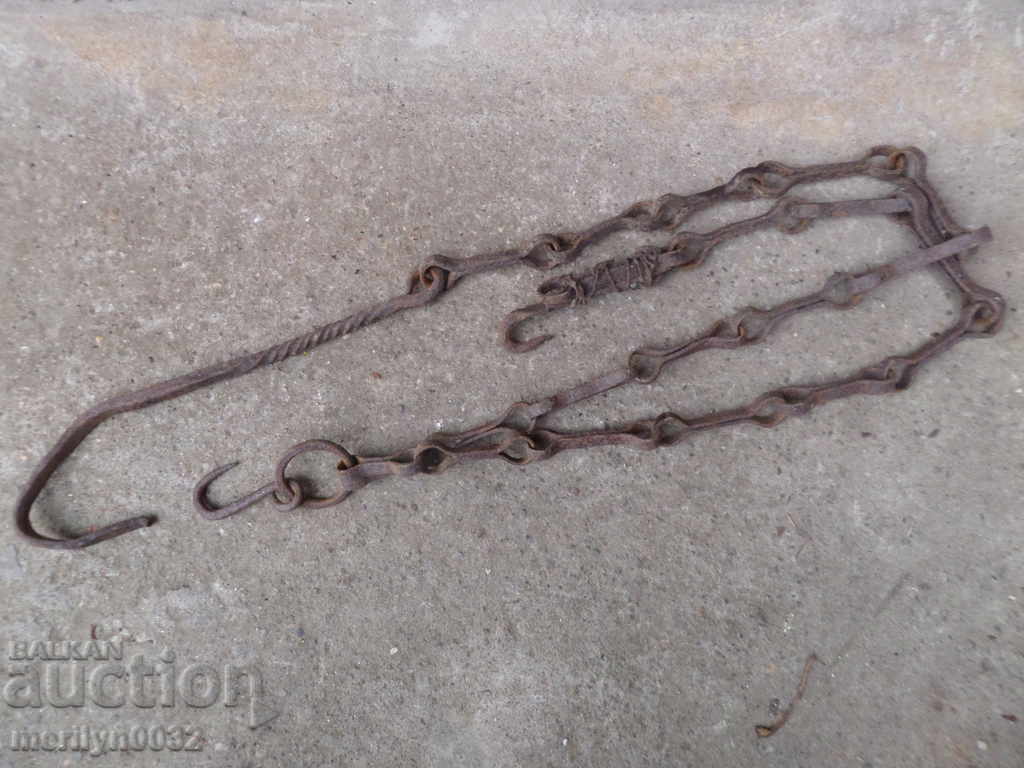 Old forged chain with hook, hearth for hearth - 6 Old forged chain with hook, hearth for hearth - 6