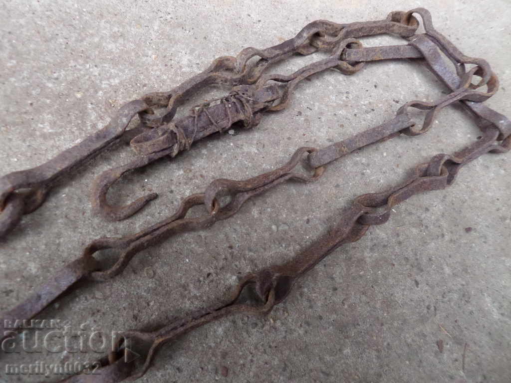 Old forged chain with hook, hearth for hearth - 7 Old forged chain with hook, hearth for hearth - 7