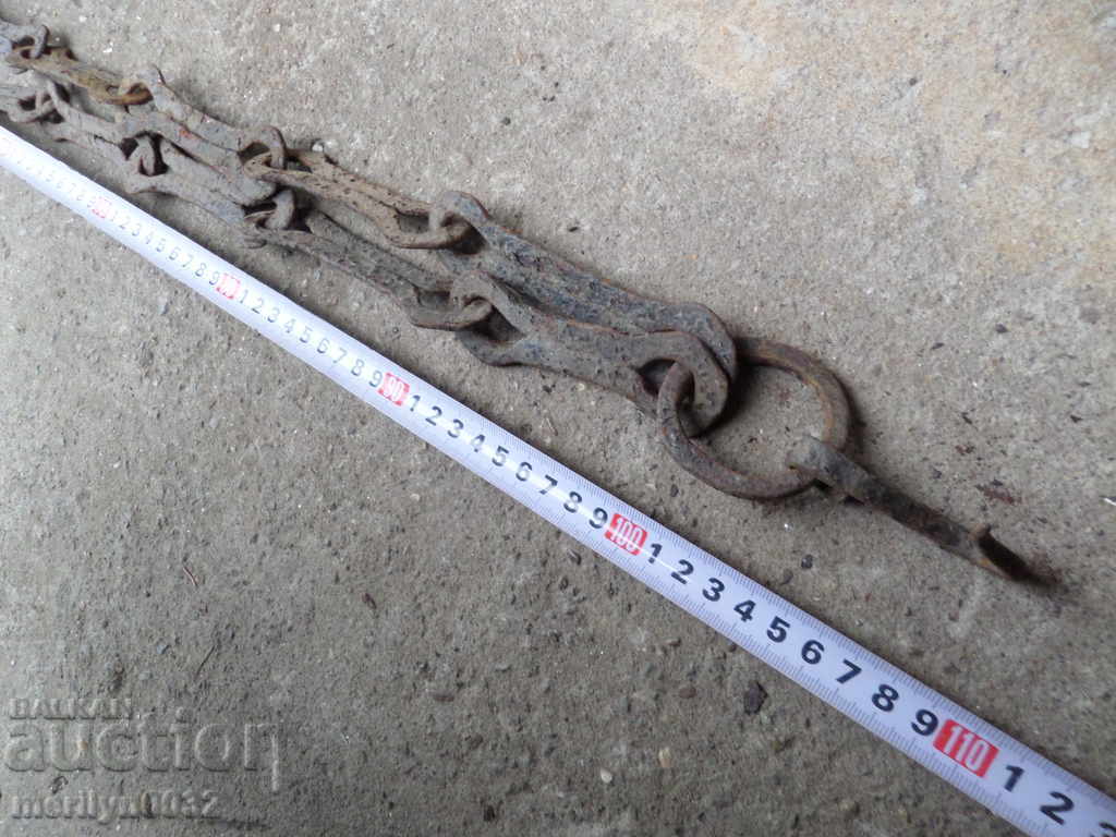 Old forged chain with hook, hearth for hearth - 5 Old forged chain with hook, hearth for hearth - 5