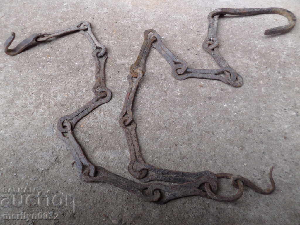 Old forged chain with hook, hearth for hearth - 6 Old forged chain with hook, hearth for hearth - 6