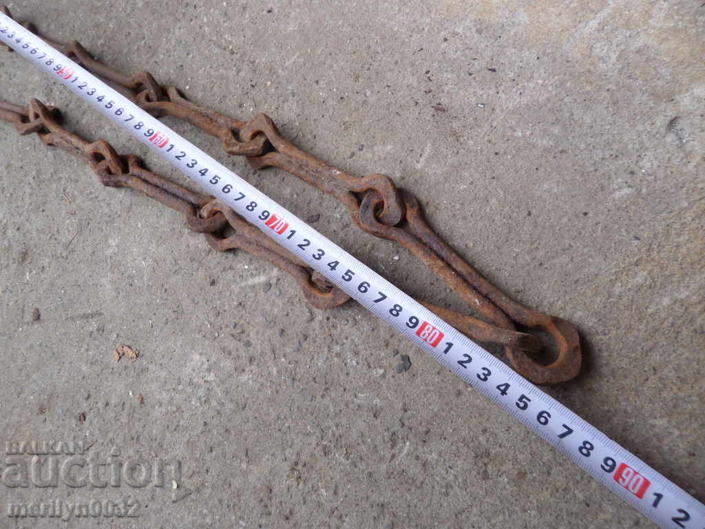 Old forged chain with hook, hearth for hearth - 5 Old forged chain with hook, hearth for hearth - 5