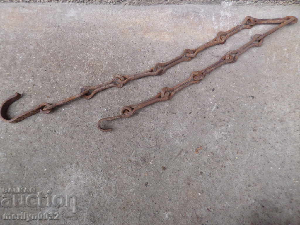 Old forged chain with hook, hearth for hearth - 6 Old forged chain with hook, hearth for hearth - 6