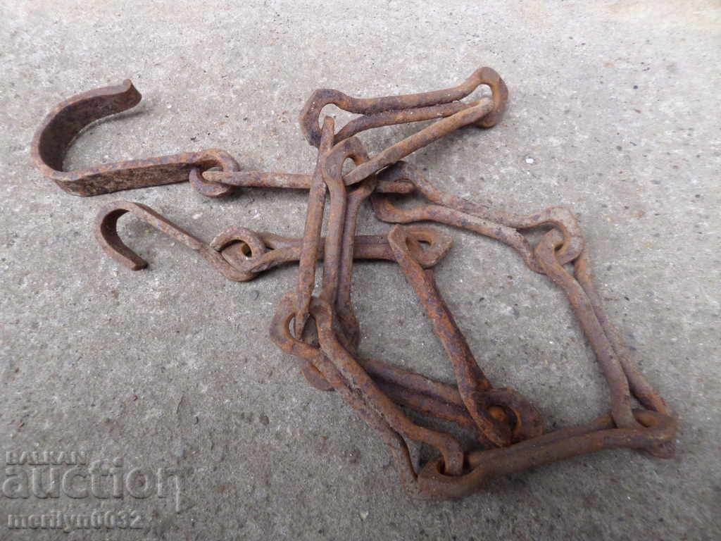 Old forged chain with hook, hearth for hearth - 7 Old forged chain with hook, hearth for hearth - 7