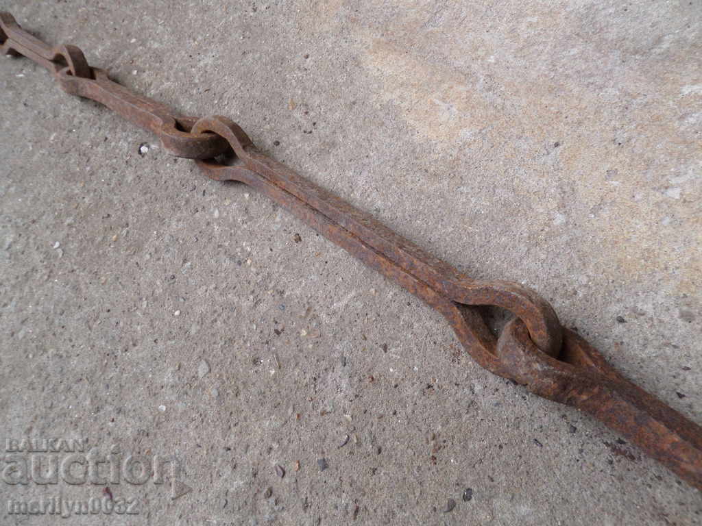 Old forged chain with hook, hearth for hearth - 5