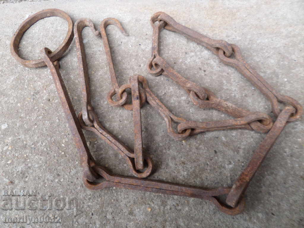 Old forged chain with hook, hearth for hearth - 7