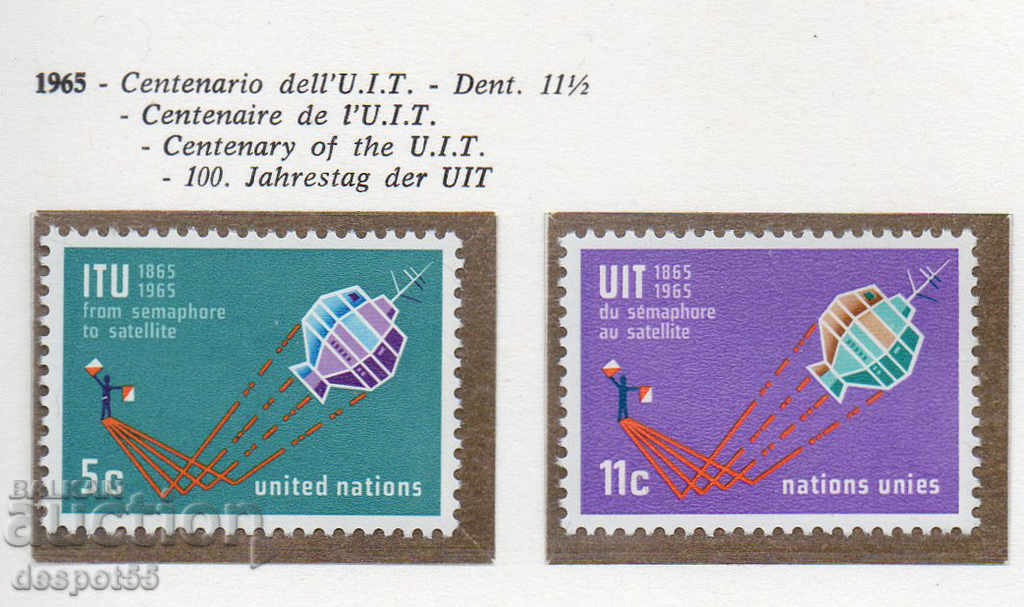1965. United Nations - New York. 100 years I.T.U.