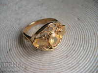 Сребърен пръстен с огнен Опал позлатен сребро 925 Сертификат