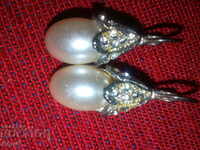 Ασημένια σκουλαρίκια με μαργαριτάρια και ζιργκόν