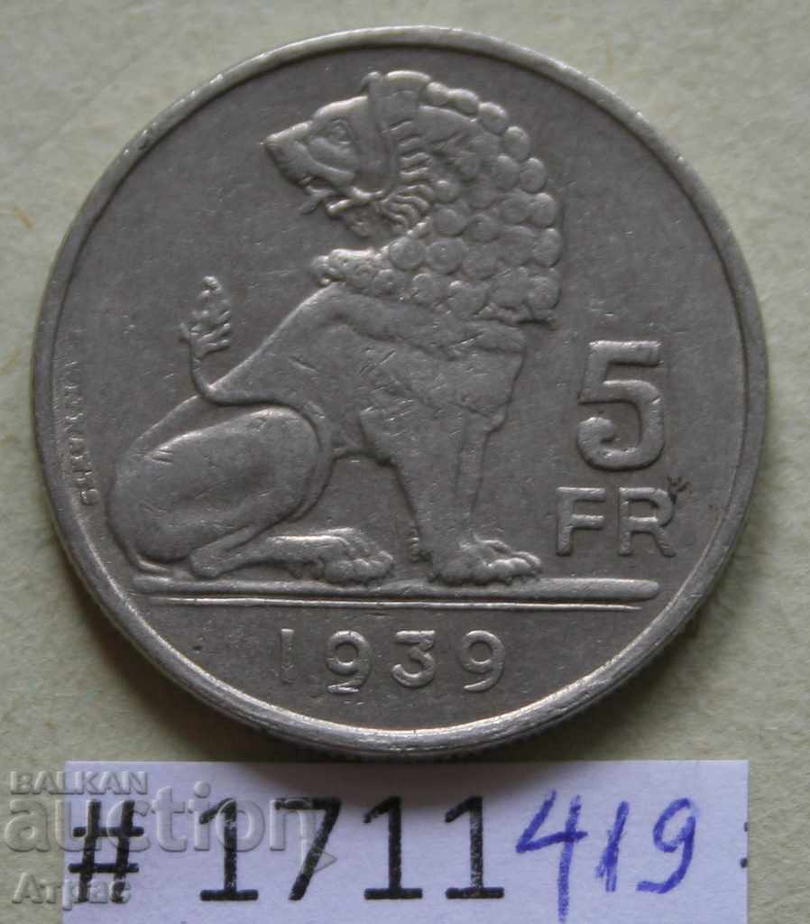 5 franci 1939 Belgia